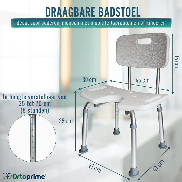 Verstelbare Douche Stoel voor Ouderen met U-vormige Zitting