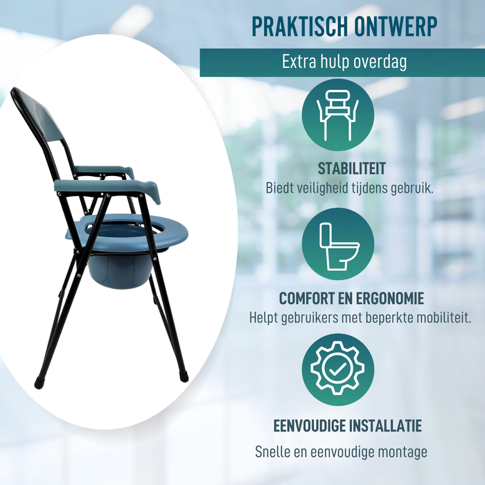 Opvouwbare WC-Stoel Senioren | Draagbaar Toilet Volwassenen