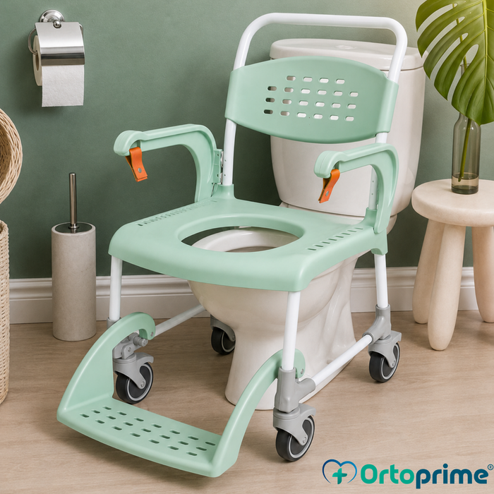 Douche Toiletstoel met Wielen 3 in 1 | Zitting met Afvoer
