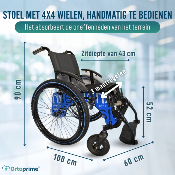 Lichte en Inklapbare 4x4 Rolstoel voor Buiten