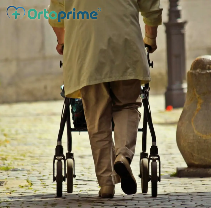 Opvouwbare rollator met rolstoel en mandje - Innovatie