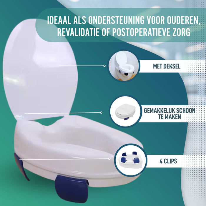 WC-Verhoger Volwassenen 11cm | Orthopedische Toiletverhoger 4 clips