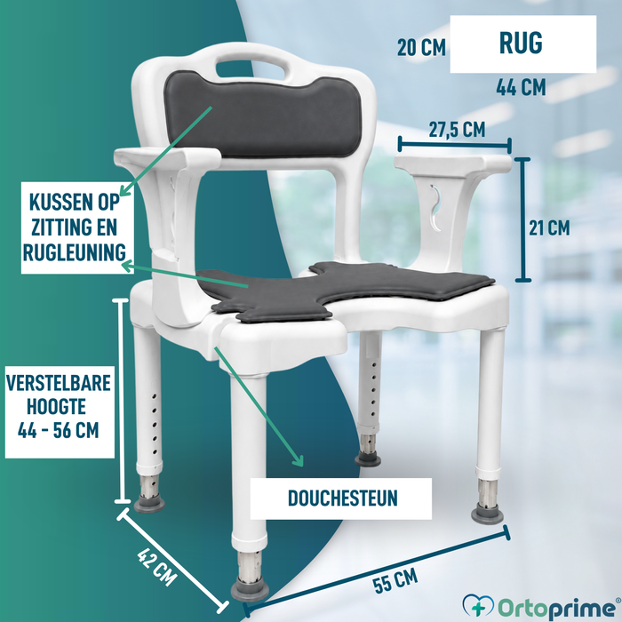3-in-1 Douchestoel U-Vorm | Antislip Douchekruk