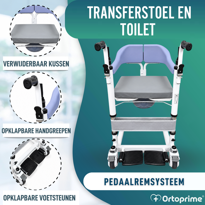 3-in-1 Transferstoel | Verstelbare Toiletstoel