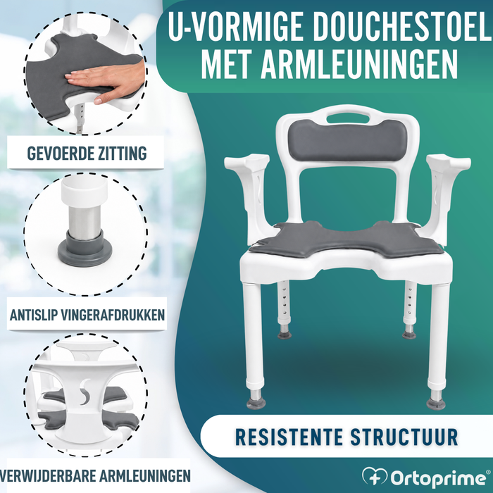 3-in-1 Douchestoel U-Vorm | Antislip Douchekruk