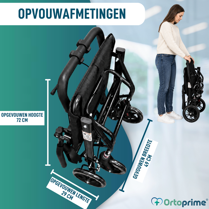 Lichte Opvouwbare Transportrolstoel met Handrem