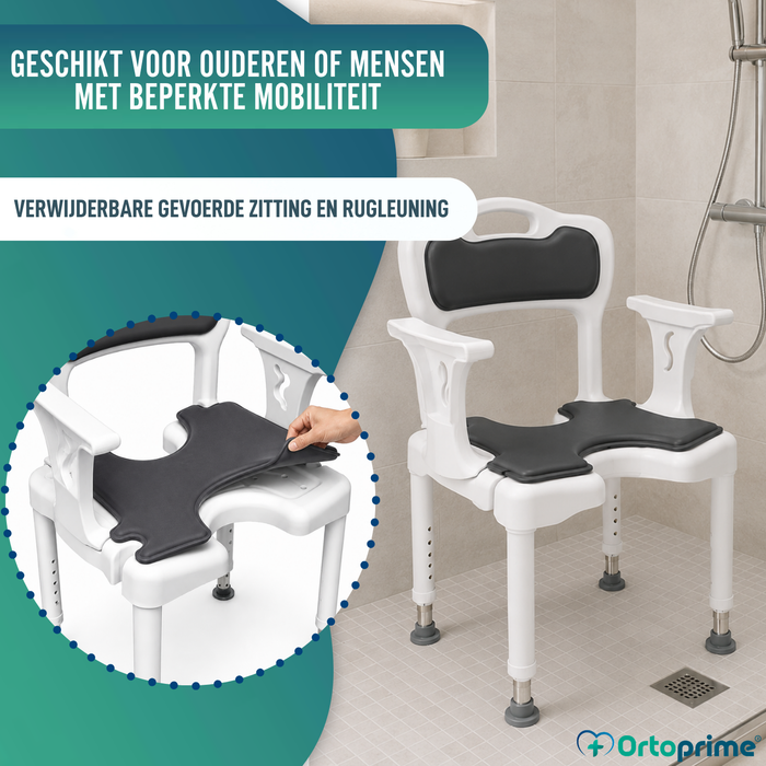 3-in-1 Douchestoel U-Vorm | Antislip Douchekruk