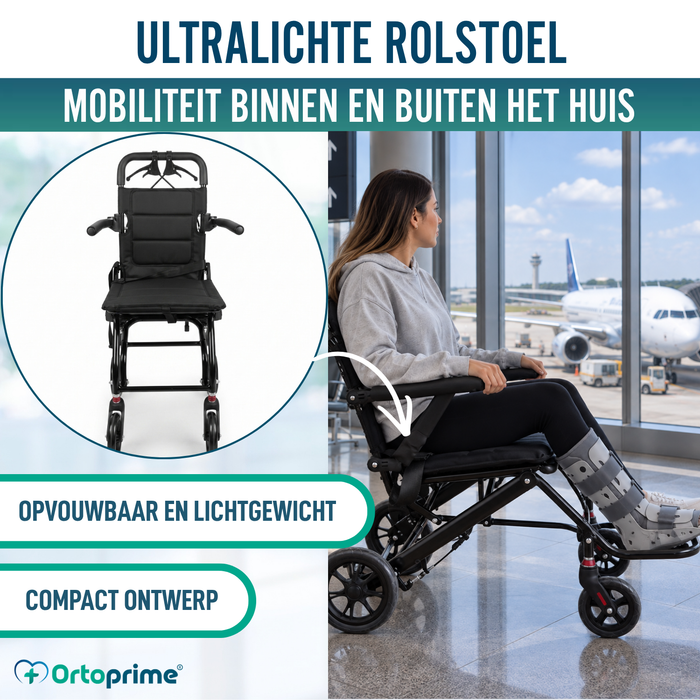 Lichte Opvouwbare Transportrolstoel met Handrem