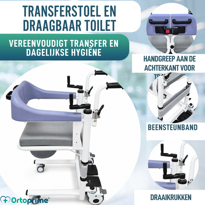 3-in-1 Transferstoel | Verstelbare Toiletstoel