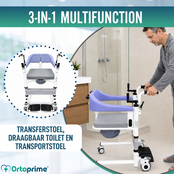 3-in-1 Transferstoel | Verstelbare Toiletstoel