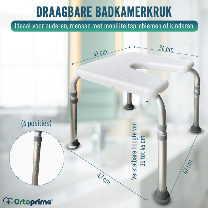 Orthopedische U-vormige Badkamerkruk | Verstelbaar
