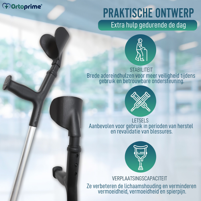 Compleet pakket Orthopedische Krukken + Kussens + Brede Doppen