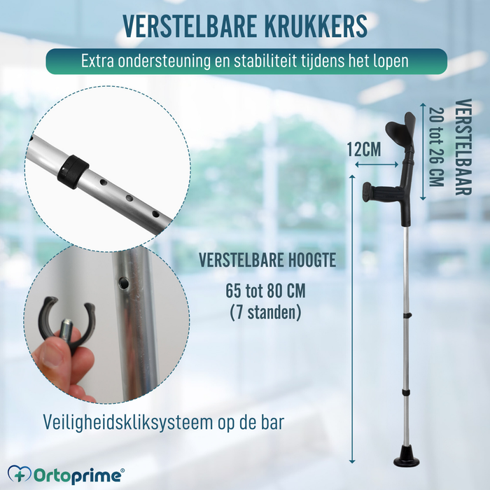 Compleet pakket Orthopedische Krukken + Kussens + Brede Doppen