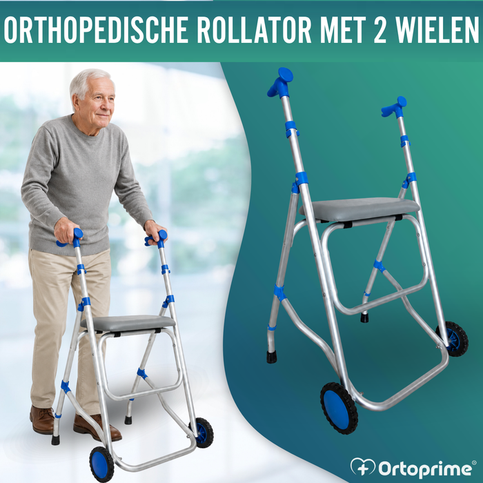 Opvouwbare aluminium rollator met zitje
