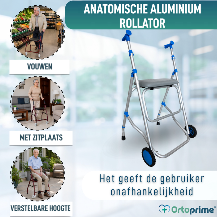 Inklapbare Aluminium Looprek met Verstelbare Zitting