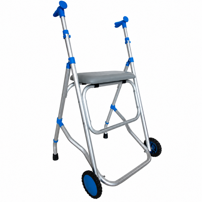Opvouwbare aluminium rollator met zitje