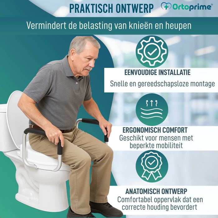WC Verhoger 10cm met Deksel en Armen | Universele WC Verhoger