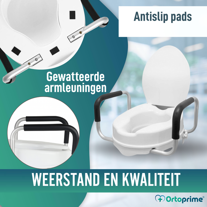 WC Verhoger 10cm met Deksel en Armen | Universele WC Verhoger