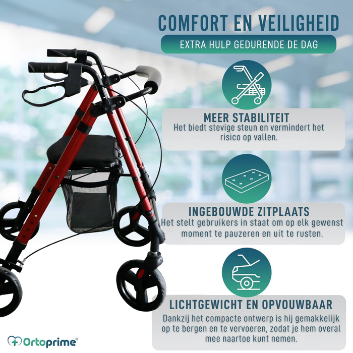 Rollator met Verstelbare Zitting en Opvouwbaar Frame
