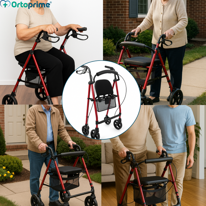 Rollator met Verstelbare Zitting en Opvouwbaar Frame