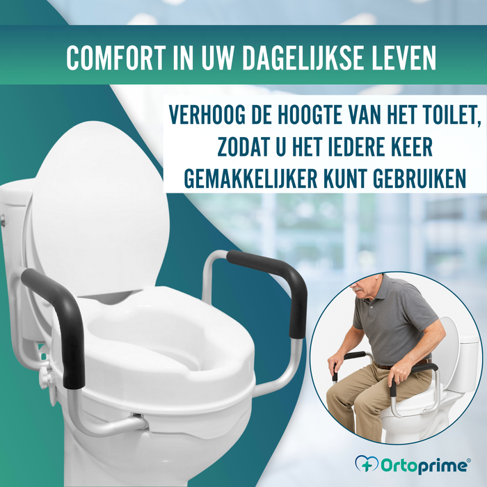 WC Verhoger 10cm met Deksel en Armen | Universele WC Verhoger
