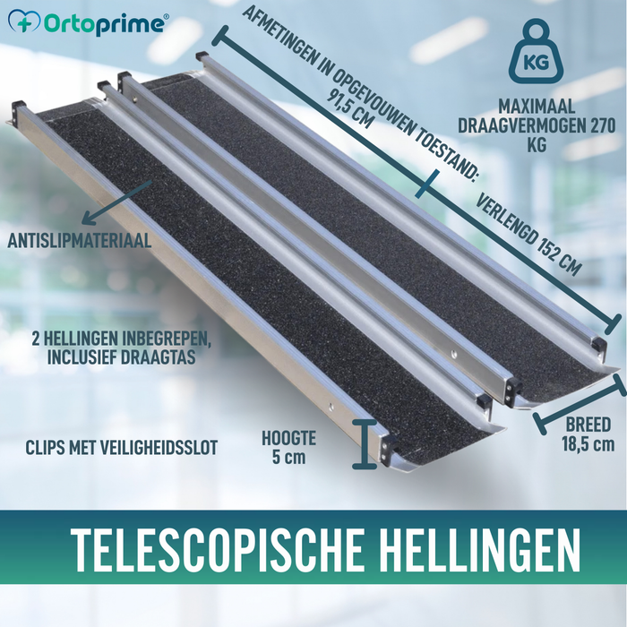 Telescoop Rampen voor Rolstoel 270kg | Sterke Rampen