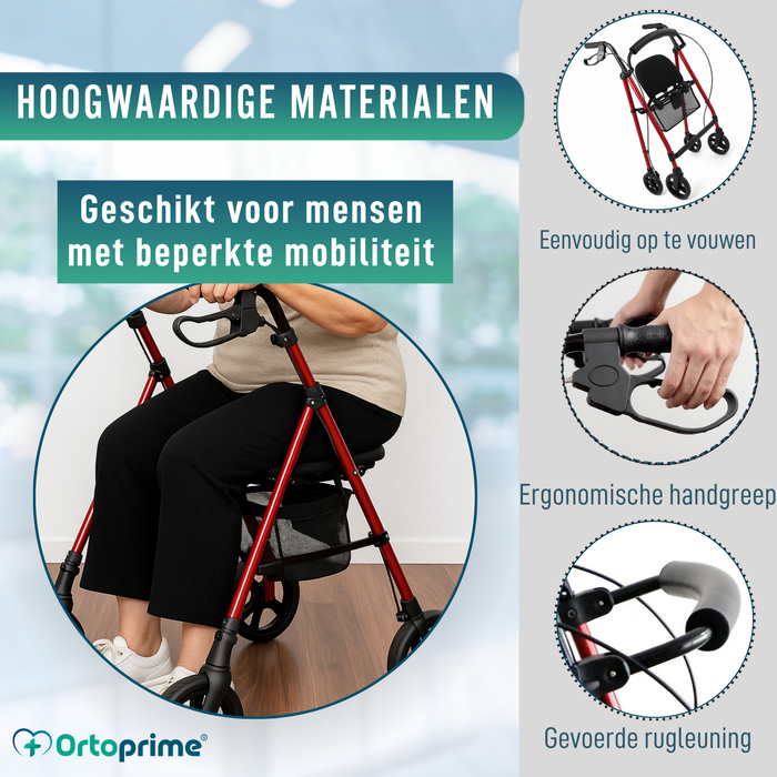 Rollator met Verstelbare Zitting en Opvouwbaar Frame