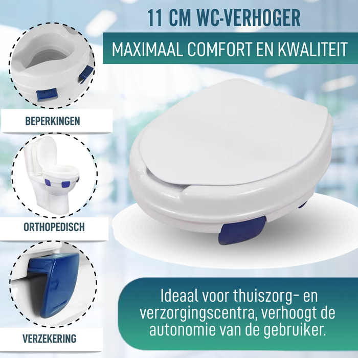WC-Verhoger Volwassenen 11cm | Orthopedische Toiletverhoger 4 clips