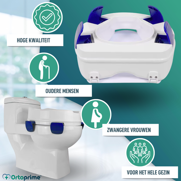 WC-Verhoger Volwassenen 11cm | Orthopedische Toiletverhoger 4 clips
