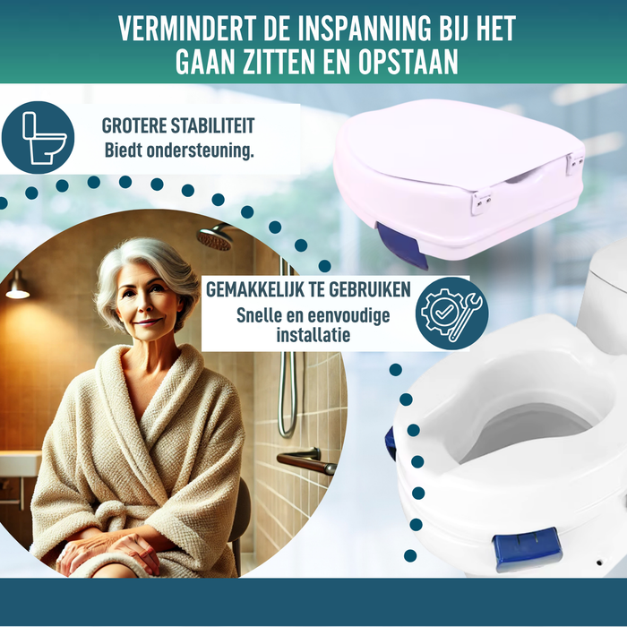 WC-Verhoger Volwassenen 11cm | Orthopedische Toiletverhoger 4 clips