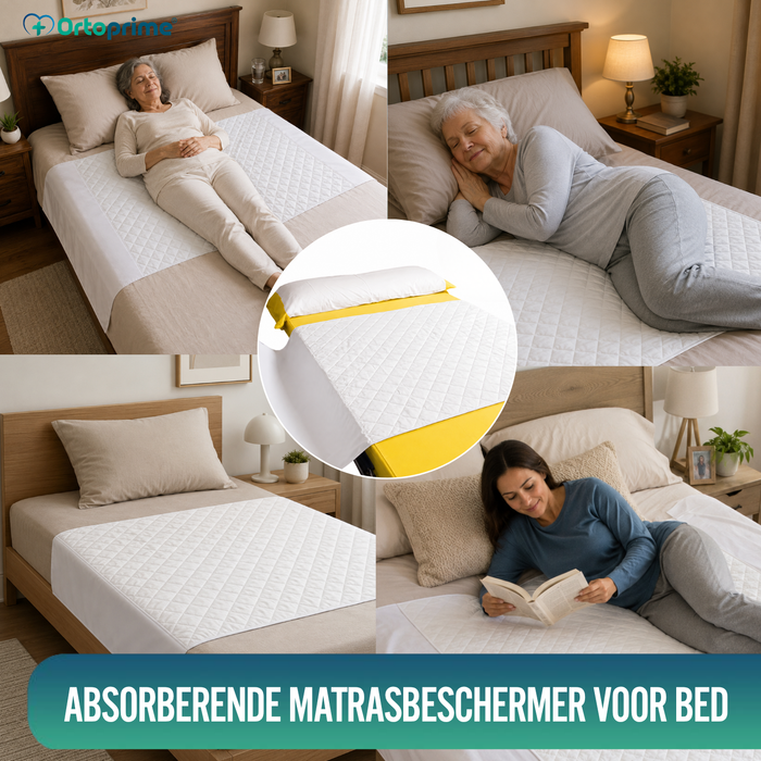 Wasbare Eco Absorberende Matrasbeschermer 90cm 3,15 Liter/m2