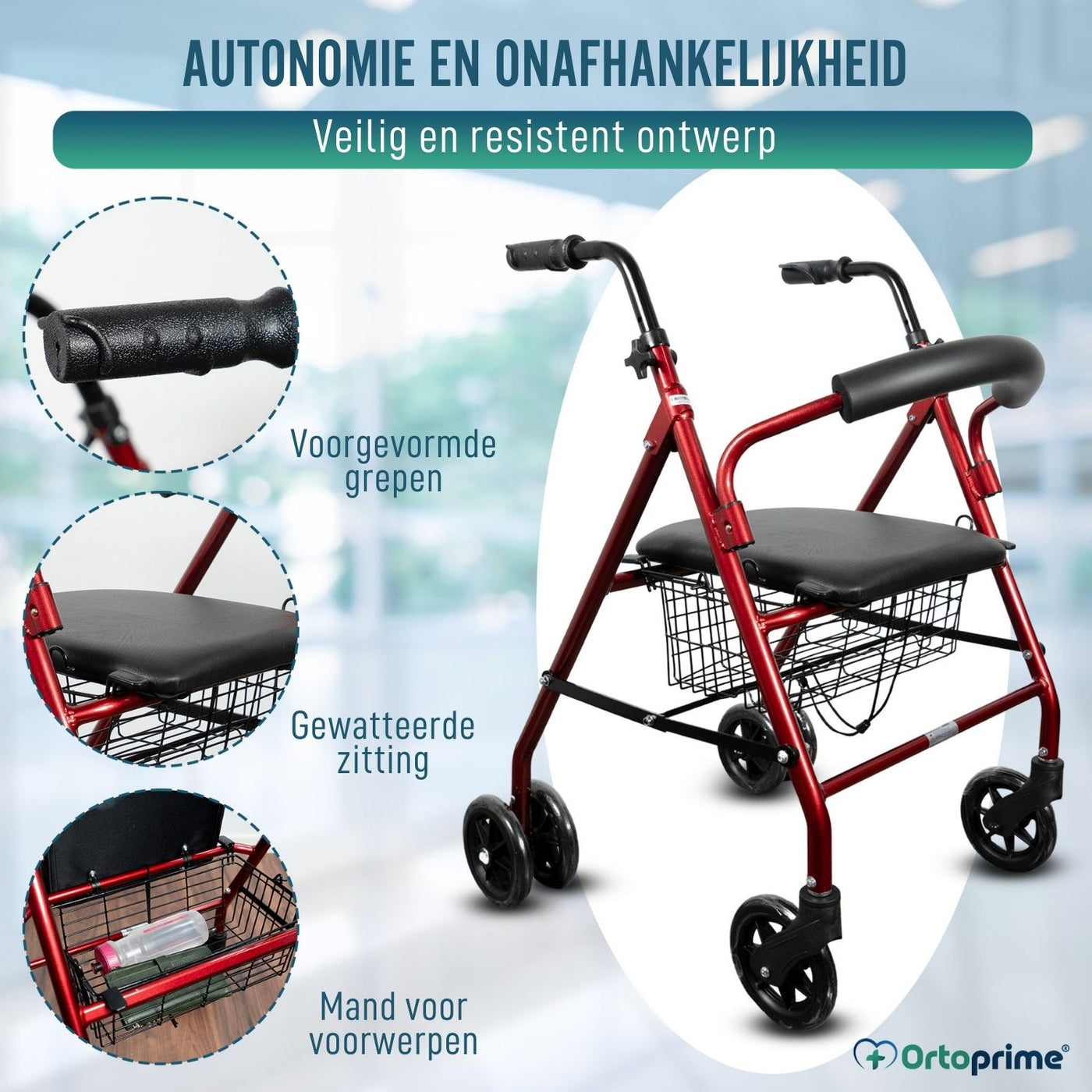 Rollator voor Ouderen 2 Wielen | Plooiende Rollators voor Volwassenen