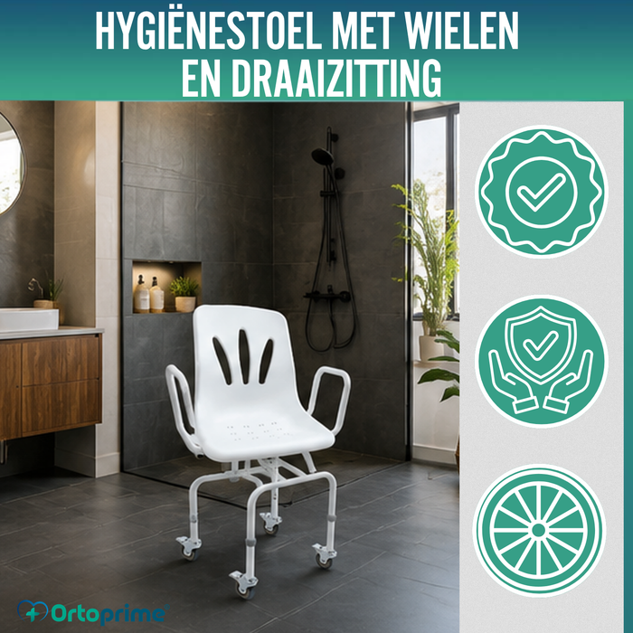 Draaisteel voor Douche 360º met Wielen | Douchestoel Volwassenen