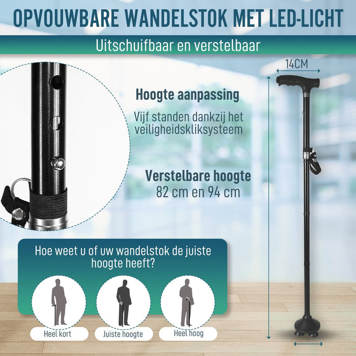 Opvouwbare Wandelstok voor Ouderen met LED-Licht