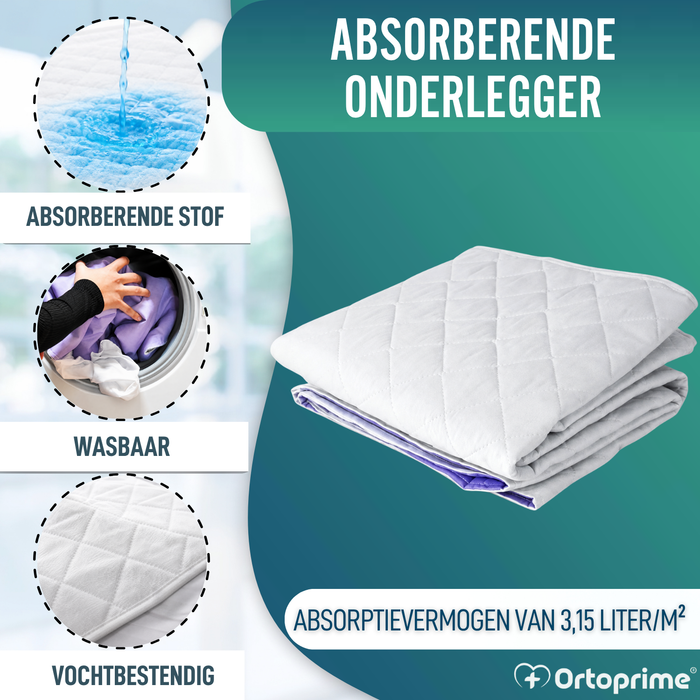 Wasbare Eco Absorberende Matrasbeschermer 90cm 3,15 Liter/m2
