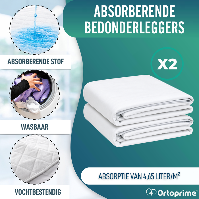 PACK 2 Absorberende Matrasbeschermers 135 cm 4,65 Liter/m2