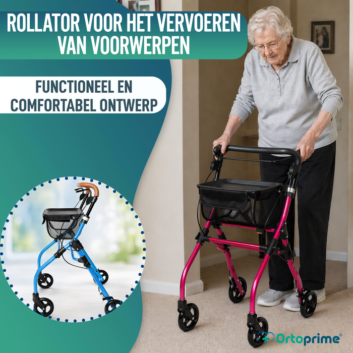 Opvouwbare Indoor Rollator met Dienblad