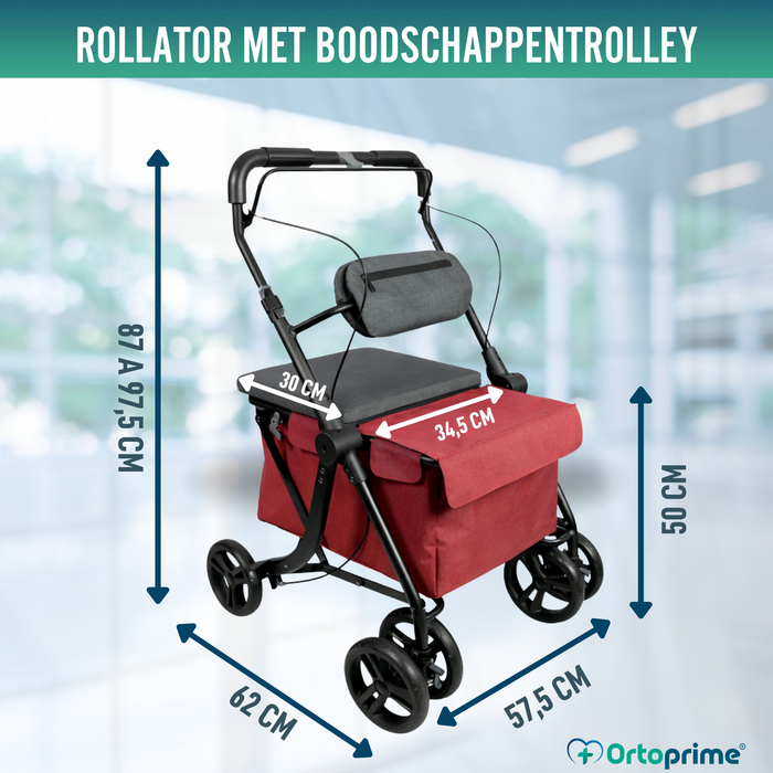 Rollator met Boodschappenwagen | Ingebouwde