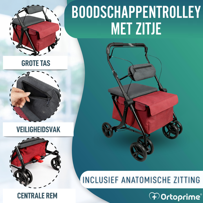 Rollator met Boodschappenwagen | Ingebouwde