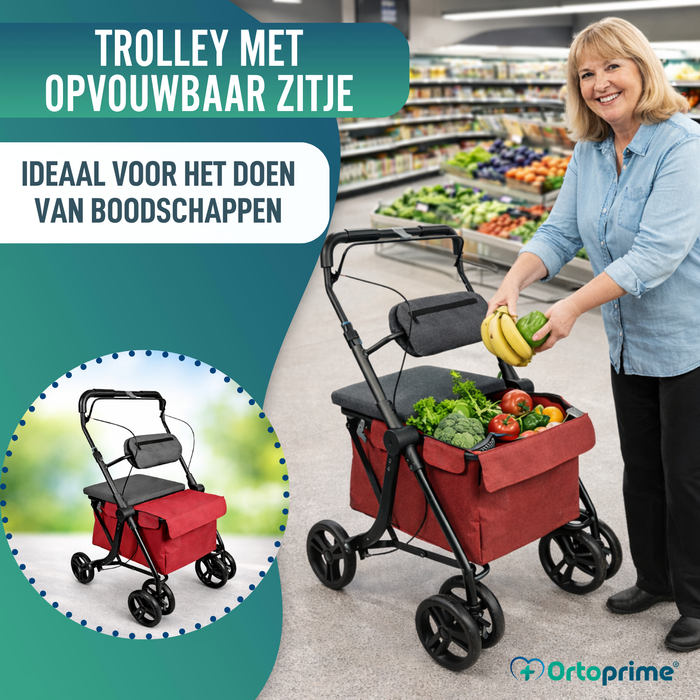 Rollator met Boodschappenwagen | Ingebouwde