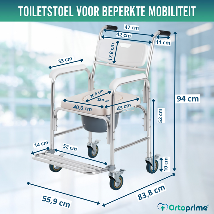 Douche WC Stoel met Opklapbare Voetensteunen