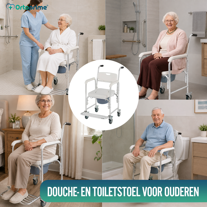 Douche WC Stoel met Opklapbare Voetensteunen
