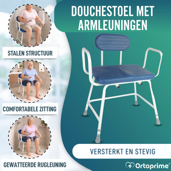 XXL Bariatrische Douchestoel met Rugleuning en Armsteunen