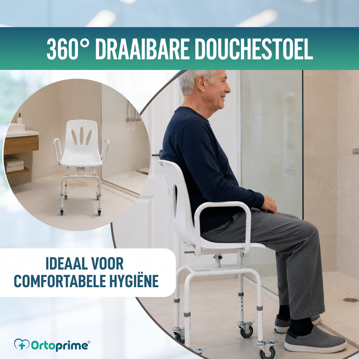 Draaisteel voor Douche 360º met Wielen | Douchestoel Volwassenen