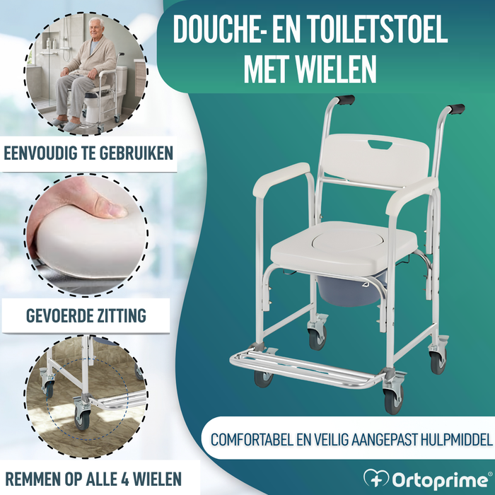 Douche WC Stoel met Opklapbare Voetensteunen