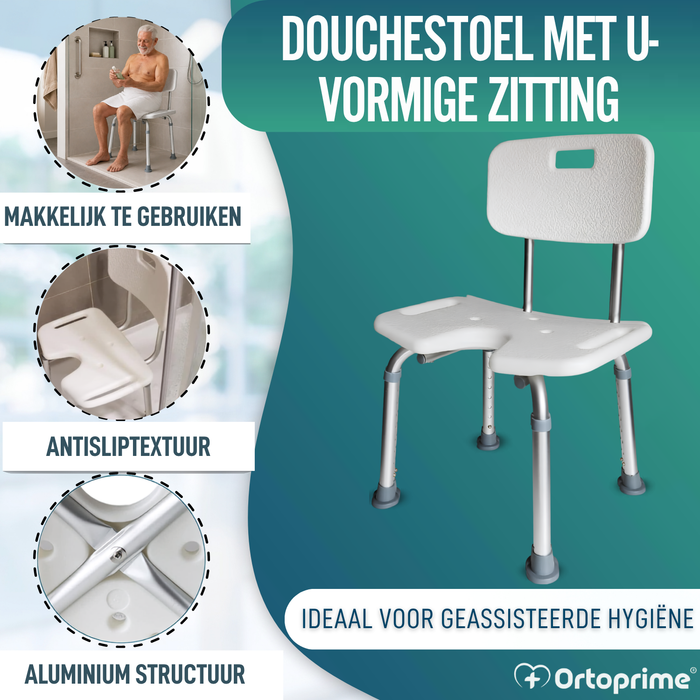 Verstelbare Douche Stoel voor Ouderen met U-vormige Zitting