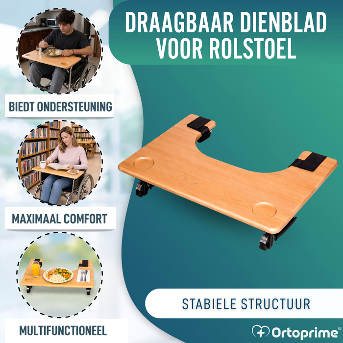 Rolstoelblad | Draagbare Tafel met Bekerhouder