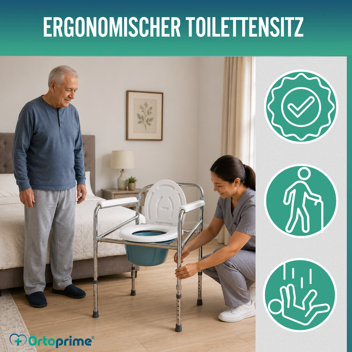 Verstelbare Draagbare WC-stoel met Ingebouwde Toilet en Hoogteverstelling