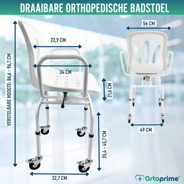 Draaisteel voor Douche 360º met Wielen | Douchestoel Volwassenen