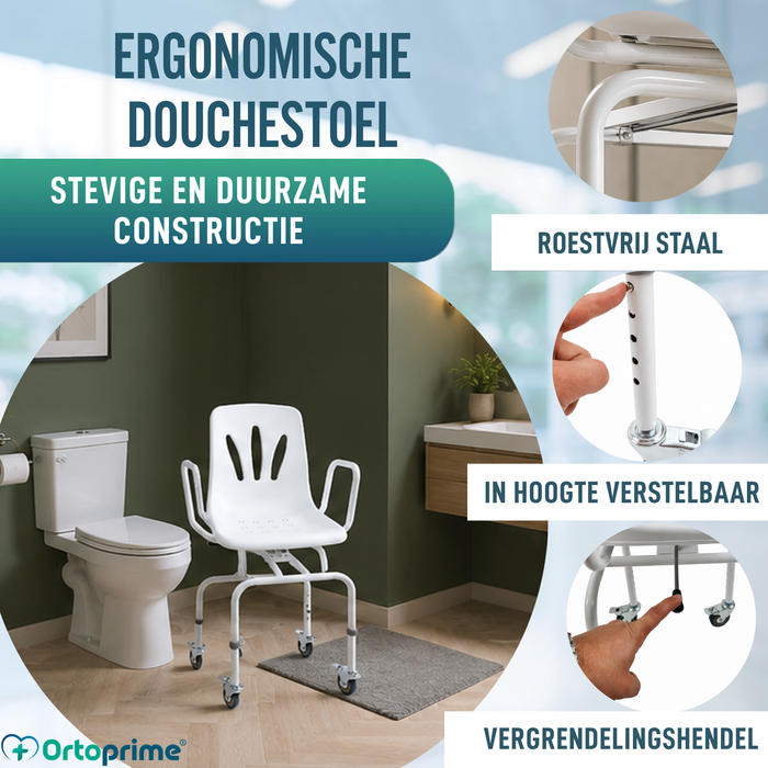 Draaisteel voor Douche 360º met Wielen | Douchestoel Volwassenen